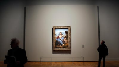 The painting "The Virgin and Child with Saint Anne" by Leonardo Da Vinci is on display, at the Louvre museum. AP