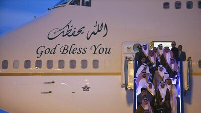Members of the Saudi Arabia delegation arrive at Hangzhou Xiaoshan international airport before the G20 Summit in Hangzhou, Zhejiang province, China. Damir Sagolj / Reuters