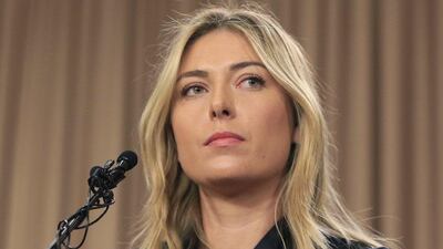 Maria Sharapova speaks about her failed drug test at the Australia Open during a news conference in Los Angeles in March. Damian Dovarganes / AP Photo