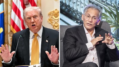 US President Donald Trump and BBC chairman Samir Shah. AFP / PA