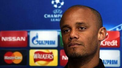 Manchester City's Belgian defender Vincent Kompany attends a press conference in Manchester, northwest England on April 25, 2016 ahead of their UEFA Champions League semi-final, first leg football match against Real Madrid on April 26. / AFP / PAUL ELLIS