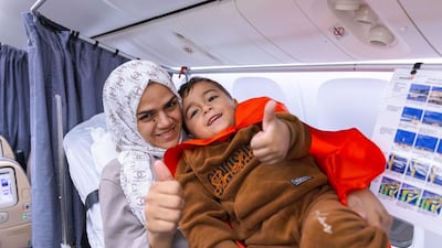 The UAE has carried out an urgent medical evacuation for 57 patients from the Gaza Strip, accompanied by their family members. Photo: Wam