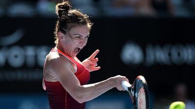 Simona Halep returns a shot during her quarter-final match at the Sydney International on Wednesday. Dan Himbrechts / EPA / January 13, 2016