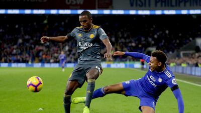 Ricardo Pereira of Leicester City is challenged by Josh Murphy of Cardiff City during the Premier League match between Cardiff City and Leicester City at Cardiff City Stadium. Getty