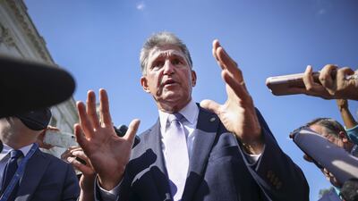 Joe Manchin, a senator from West Virginia, speaks to reporters outside of the US Capitol in Washington. AFP