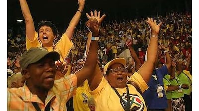 Supporters of the Congress of the People celebrate the launch of their new party in Bloemfontein.