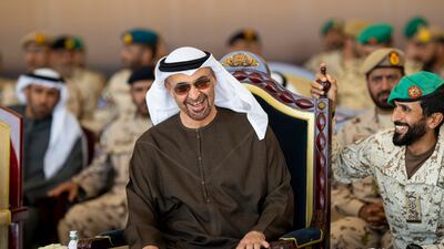 Sheikh Mohamed with Lieut Gen Sheikh Nasser bin Hamad, National Security Adviser and Commander of the Royal Guard of Bahrain, during the Rabdan-Shuwaiman joint Emirati-Bahraini military exercise