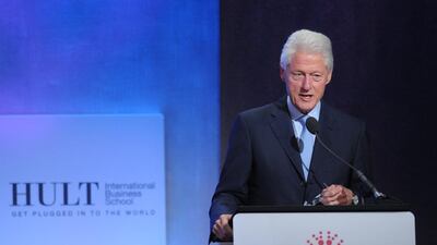 Former US president Bill Clinton at the Hult Prize Finals and Awards Dinner in New York last year. AP