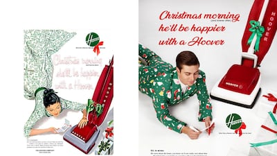 These works are part of 31-year-old Lebanese artist Eli Razkallah's 'In A Parallel Universe' series. The series features eight photographs from the notoriously sexist 'Mad Men' era of adveritsing, juxtaposed with works where the gender roles are reversed. Eli Razkallah produced by Plastik Studios 2018