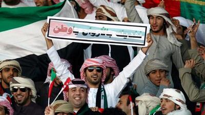 Expect similar scenes at the Gulf Cup final with more free flights for UAE fans to cheer on their heroes. Mohammed Dabbous / Reuters