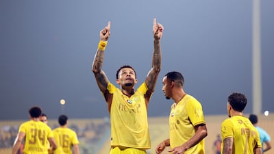 Al Wasl's Renato Junior celebrates the opening goal against United FC. All pictures Chris Whiteoak / The National
