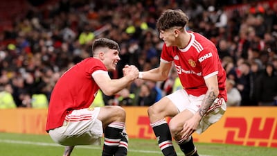 Alejandro Garnacho of Manchester United celebrates after scoring his side's second goal. Getty