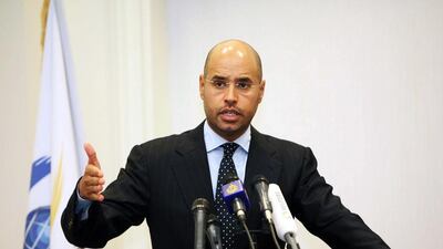 Saif Al Islam Qaddafi, pictured in March, 2010. The son of Libyan dictator Muammar Qaddafi, once thought to be heir-apparent, has been released from prison under an amnesty agreement made with the militia in western Libya. Sabri Elmhedwi / EPA
