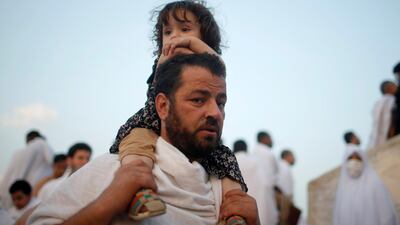 Pilgrims gather on Mount Mercy on the plains of Arafat outside the holy city of Makkah, Saudi Arabia, on August 31, 2017. Suhaib Salem / Reuters