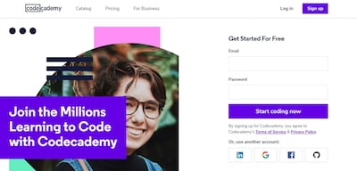 This e-learning platforms offers an education on programming, web development and game development. Courtesy: Codecademy