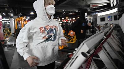 Blitzers member Lee Jun-young exercising at a gym in Seoul. AFP