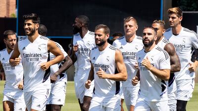 Real Madrid players train in Los Angeles. EPA