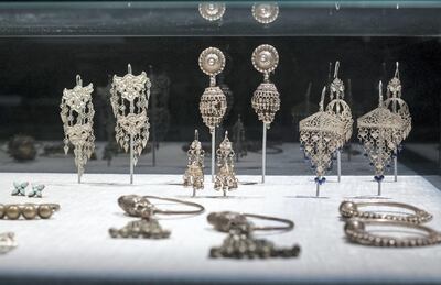 Earrings from the Hidden Treasures: Jewellery from the Kingdom of Saudi Arabia exhibition at L'Ecole in D3. Leslie Pableo for The National