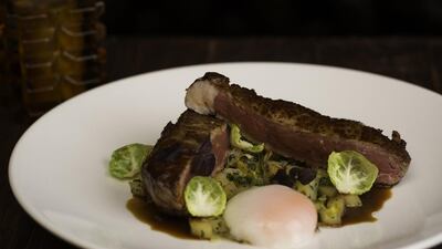 Sirloin steak at at Cave. Courtesy Conrad Dubai