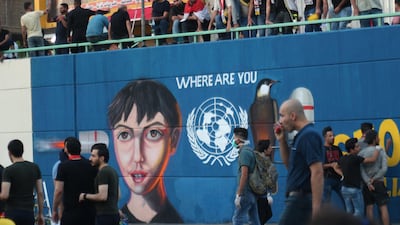 A mural of boy with a bullet towards his head by Ali Khalifa. Pesha Magid