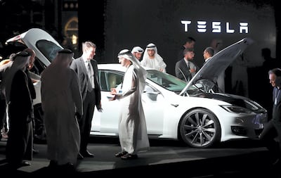 Tesla opened its Arabian Gulf headquarters in Dubai this year. AFP