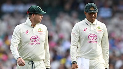 Australia’s Steve Smith, left, and Usman Khawaja. AFP