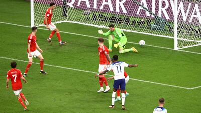 Marcus Rashford scores England's third goal. Getty