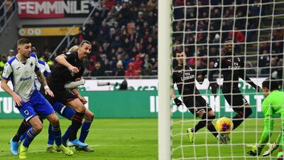 Zlatan Ibrahimovic sees the keeper save his header. AFP