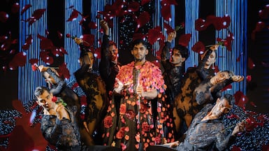 Singers, dancers and acrobats form the backbone of Up in the Sky, a two-hour production built around continuous movement and live performance. Photo: Billionaire Dubai