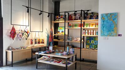 Items on display at a gift shop at the Mawaheb studio in Al Quoz in Dubai. Pawan Singh / The National