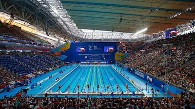 A general view of the pool ahead of the men's 50m butterfly semi-finals at the Fina World Championships on Sunday in Kazan. Clive Rose / Getty Images