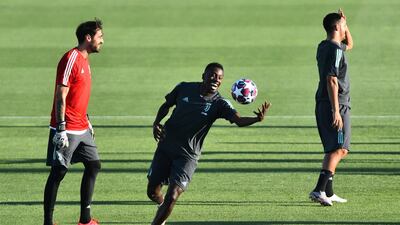 Juventus' Blaise Matuidi with teammates during training. Reuters