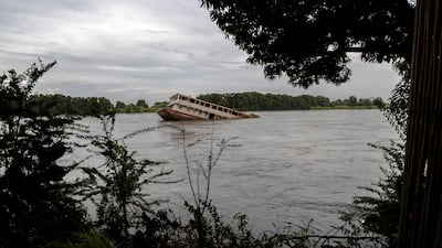 An abandoned vessel in the White Nile in Juba, South Sudan. The Nile reached its highest level in a century in 2020, and in some parts of the country the waters have not receded since.