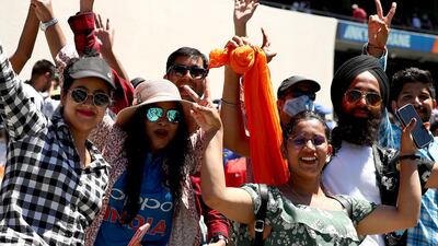 Fans celebrate India winning the second Test in Melbourne. Getty