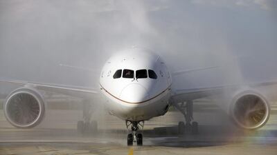 A United Airlines 787 Dreamliner arrives at O'Hare international Airport in Chicago. The US airline is postponing the delivery of new Boeings. Nam Y Huh / AP
