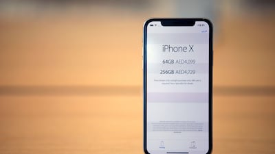 The new iPhone X is displayed at Dubai Mall. Mahmoud Khaled / EPA