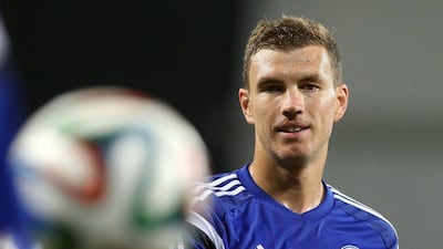 Bosnia's Edin Dzeko shown during a team training session on Friday ahead of their Saturday match with Nigeria at the 2014 World Cup. Jose Coelho / EPA / June 20, 2014