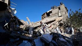 The ruins of a collapsed house in the Maghazi refugee camp in central Gaza. AFP