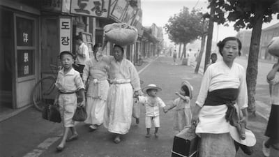 Korean refugees in 1950 when North Korean forces crossed the 38th Parallel. Getty