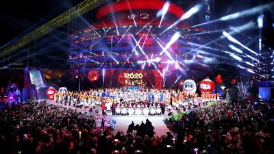People celebrate the new year during a countdown event at Shougang Industrial Park, one of the venues for the Beijing 2022 Olympics, in Beijing, China. Reuters