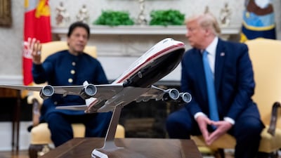 Donald Trump and Imran Khan deliver remarks to members of the media during their meeting in the Oval Office of the White House. EPA