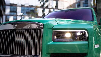 The eye of the Fame Green Rolls-Royce Cullinan.