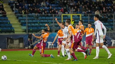 England's Harry Kane scores his side's sixth goal in a 10-0 win over San Marino. AP Photo