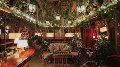 The Potting Shed is a sunken lounge that looks like a private greenhouse