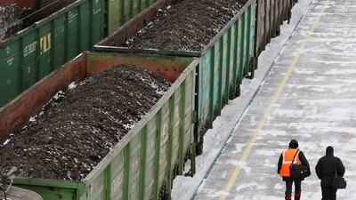 Wagons loaded with coal at the Zlobino railway station in Russia's Siberian city of Krasnoyarsk. Reuters