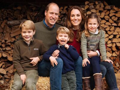 The 2020 Christmas card of the Duke and Duchess of Cambridge with their three children Prince George, Princess Charlotte and Prince Louis at Anmer Hall in Norfolk. Matt Porteous / Kensington Palace