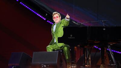 Elton John performs on stage during Global Citizen Live on September 25, 2021 in Paris, France. Getty Images