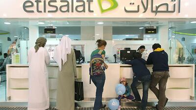 Etisalat reported a 1.9 per cent rise in net profits for 2016. Fatima Al Marzooqi / The National