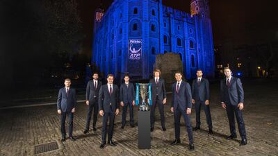 The World's top eight men's tennis players attend the 2017 ATP Finals official launch at the Tower of London. Julian Finney / Getty Images