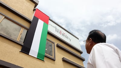 Flags are being displayed in different communities in Dubai to show national pride. Chris Whiteoak / The National